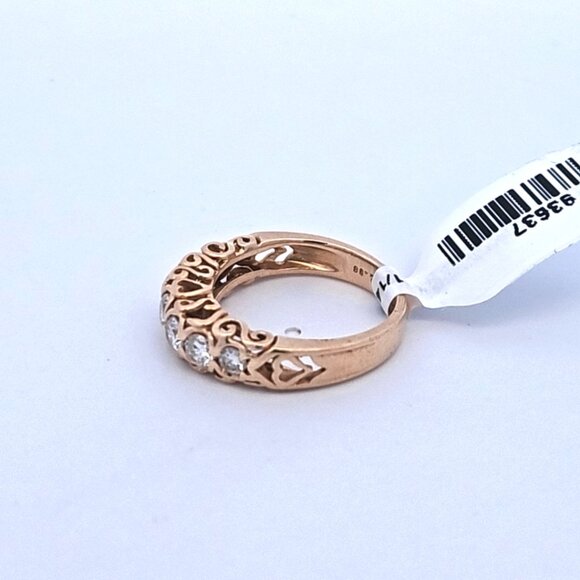 14K Yellow Gold Heart Scroll .92TCW 7 Diamond Band Ring Size 6.75 - Picture 12 of 16